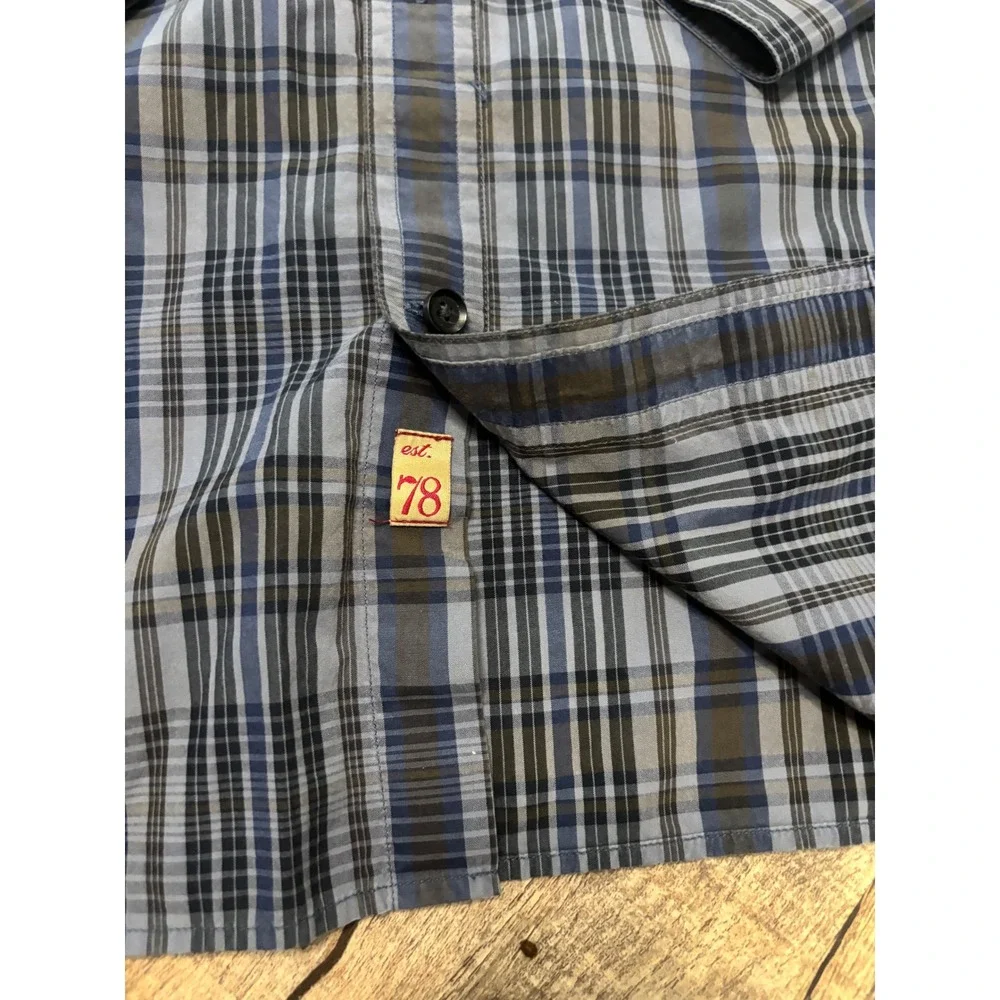 Banana Republic Heritage Mens XL Blue Plaid Button Down Shirt Long Sleeve Cotton